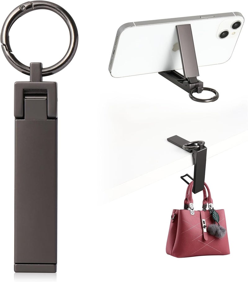 BULFULL Purse Hook for Table Desk Folding Handbag Holder Mobile Phone Stand Holder for Women Men (New Upgrade-Black) - Image 1